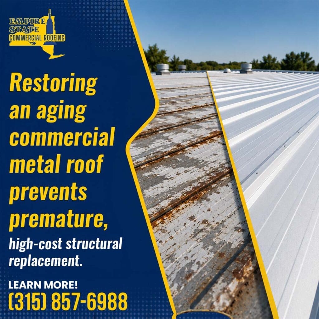 commercial metal roof restoration in Rochester, NY